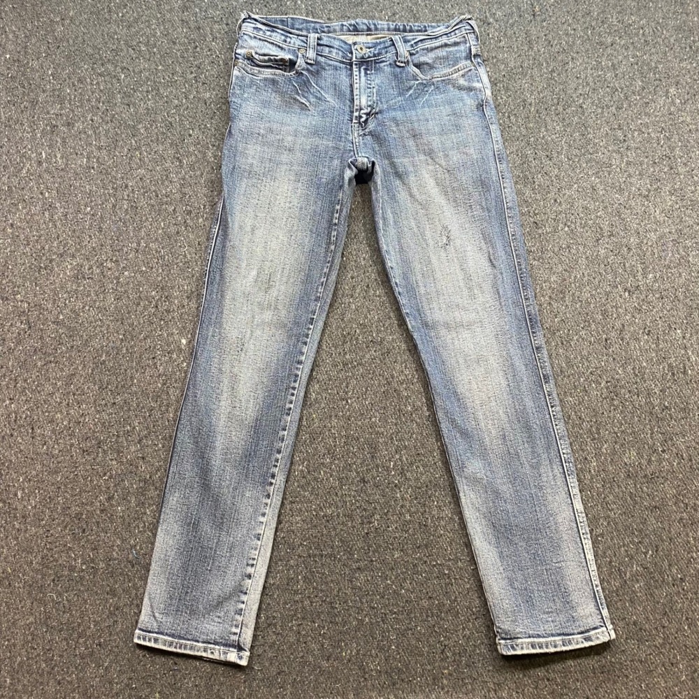 Carbon Slim Straight Jeans 30 Mens Blue Streetwear Skater Distressed Denim Pants